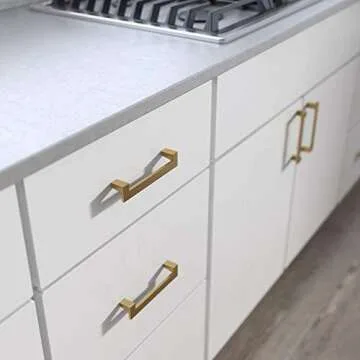 Franklin Brass Mirrored Cabinet Handles - Modern Gold Drawer Pulls (Pack of 10)