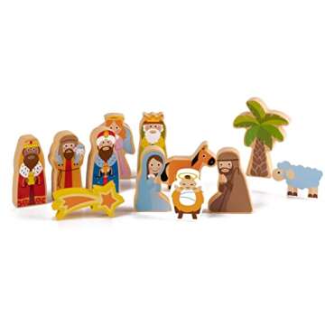 PRISP Wooden Nativity Scene for Kids - 20pcs Set