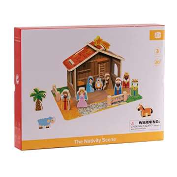 PRISP Wooden Nativity Scene for Kids - 20pcs Set