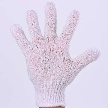 Hotop 4 Pairs Shower Gloves Scrubbing Gloves Dual-sided Exfoliating Glove Body Bath Scrubs, White