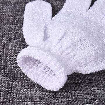 Hotop 4 Pairs Shower Gloves Scrubbing Gloves Dual-sided Exfoliating Glove Body Bath Scrubs, White