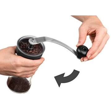 KONA Manual Coffee Grinder, Conical Burr Mill with Adjustable Setting, Best Ceramic Burr Coffee Grinder for Aeropress, Drip Coffee, Espresso, French Press, Turkish Brew