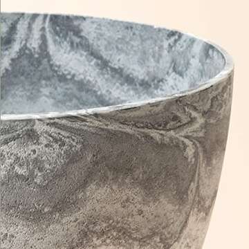 LA JOLIE MUSE Flower Pots Outdoor Garden Planters, Indoor Plant Pots with Drainage Holes, Plastic, Marble Pattern Grey, Set 2 (8.6 + 7.5 Inch)