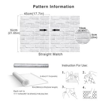 393" White Brick Peel and Stick Wallpaper - Easy DIY Decor