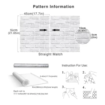 393" White Brick Peel and Stick Wallpaper - Easy DIY Decor