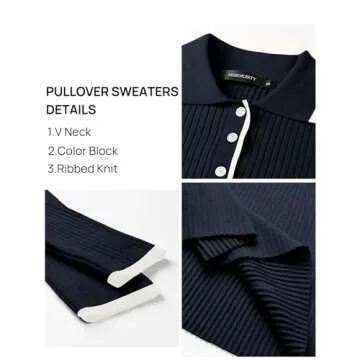 Cozy MEROKEETY Sweater Dress for Women in Navy Blue