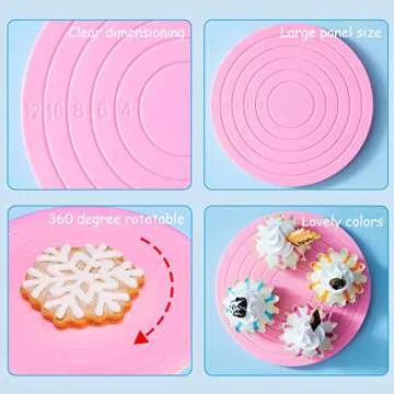 Cookie Decorating Turntable, Sugar Cake Cookie Decorating Supplies, 360 Degree Revolving Cookie Swivel Stand, Turns Smoothly Easy Control and Convenient (Pink, 2)