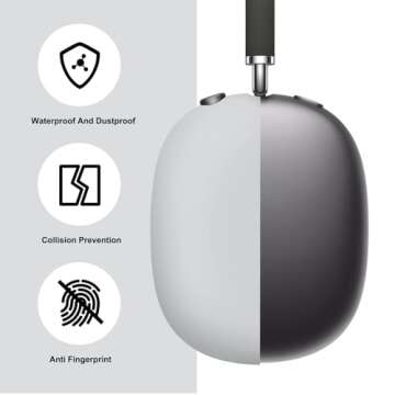 Woyinger Silicone case for AirPods Max Headphones, Scratch-Resistant earcup caps and Headband Cover for AirPods Max, AirPods Max Accessory Skin case,Light Grey