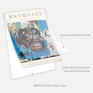 Basquiat Wall Art Prints – Abstract Graffiti Street Art Posters, Modern Pictures for Bedroom & Dorm Room Decor (8x10inch, Unframed)