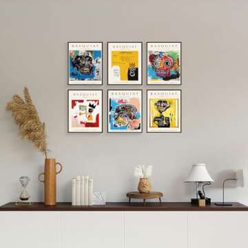 Basquiat Wall Art Prints – Abstract Graffiti Street Art Posters, Modern Pictures for Bedroom & Dorm Room Decor (8x10inch, Unframed)