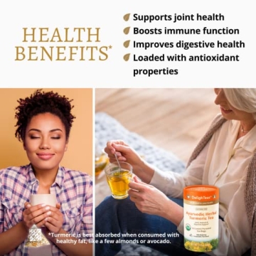 DelighTeas Organic Turmeric Ginger Tea for Wellness