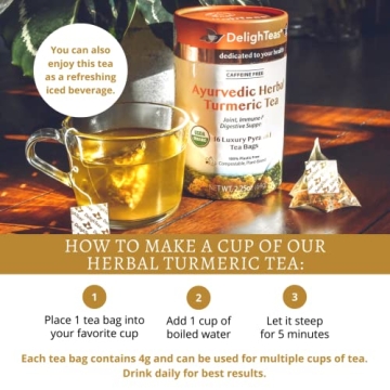 DelighTeas Organic Turmeric Ginger Tea for Wellness