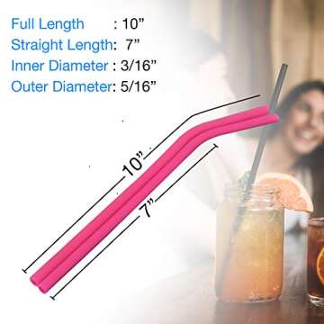 Reusable Silicone Drinking Straws - 12 Piece Eco-Friendly Set