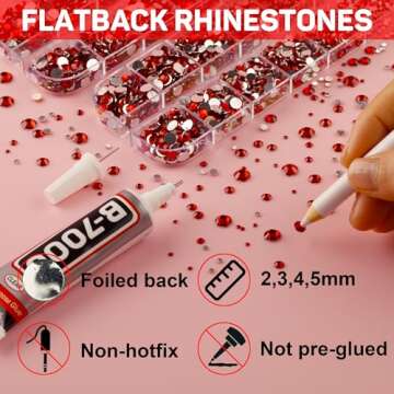11000Pcs Red Rhinestones with Precision Glue for Crafts