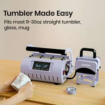 EENOUR 2 in 1 Tumbler and Hat Heat Press Machine, Heat Machine for Caps and 11-30oz Sublimation Tumblers Mugs Glasses - Purple