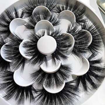 PLEELL 3D Mink 25mm Lashes: 7 Pairs of Dramatic Fluffy False Eyelashes for Effortless Glam
