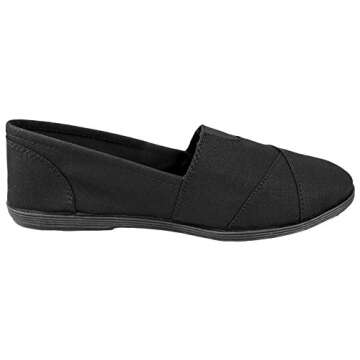 Soda Flat Women Shoes Linen Canvas Slip On Loafers Memory Foam Gel Insoles OBJI-S All Black 7