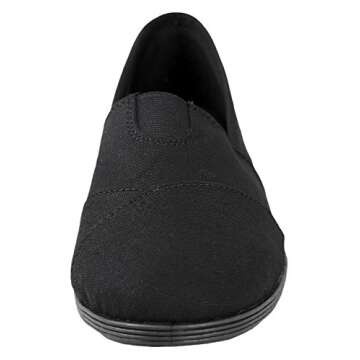 Soda Flat Women Shoes Linen Canvas Slip On Loafers Memory Foam Gel Insoles OBJI-S All Black 7