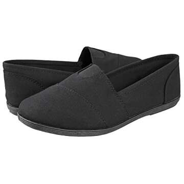 Soda Flat Women Shoes Linen Canvas Slip On Loafers Memory Foam Gel Insoles OBJI-S All Black 7