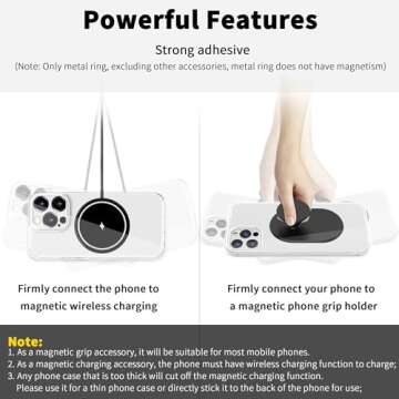 TACOMEGE 2Pcs Metal Ring Sticker for Magnetic Phone Grip