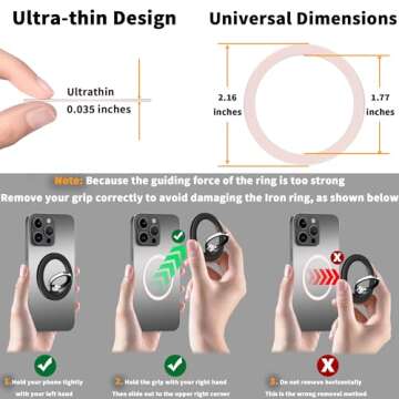 TACOMEGE 2Pcs Metal Ring for Magnetic Grip Accessories