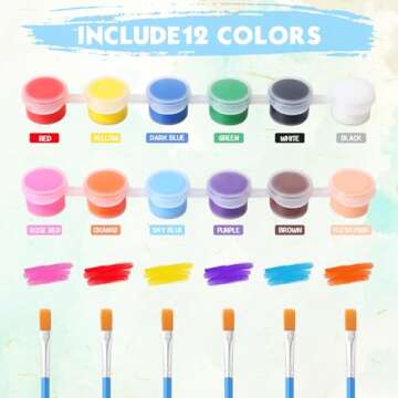 Qilery 12 Sets Acrylic Paint Kit 10 x 12 Inch Canvas Panels 12 Colors Acrylic Paint Strips Painting Brushes Palettes Art Set for Kids Adults Birthday Classroom Party Favors