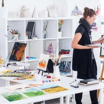 Qilery 12 Sets Acrylic Paint Kit 10 x 12 Inch Canvas Panels 12 Colors Acrylic Paint Strips Painting Brushes Palettes Art Set for Kids Adults Birthday Classroom Party Favors