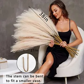 YXZZWL Faux Pampas Grass - 8PCS Boho Decor for Home