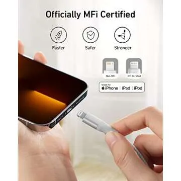 Anker Powerline+ II, USB A to Lightning Cable,MFi Certified for Flawless Compatibility with iPhone 11 Series SE/Xs/XR, and More(10FT,Silver)