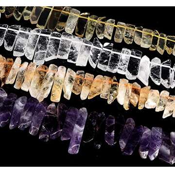 Natural Amethyst Crystal Point Beads for Jewelry Making