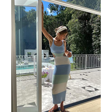 Yuemengxuan Elegant Backless Tie Up Maxi Dress for Women