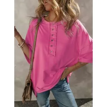 SHEWIN Trendy Cotton Short Sleeve Oversized T-Shirt