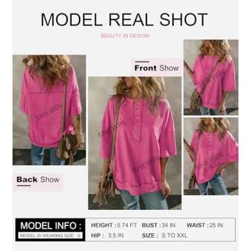 SHEWIN Trendy Cotton Short Sleeve Oversized T-Shirt