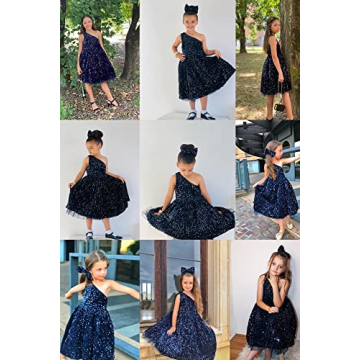 GRACE KARIN Girls Sequin One Shoulder Dress for Parties