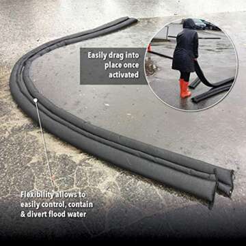 Quick Dam QD65-2 5' Barrier Water Flood Dam Bags, 2 Pack, Black