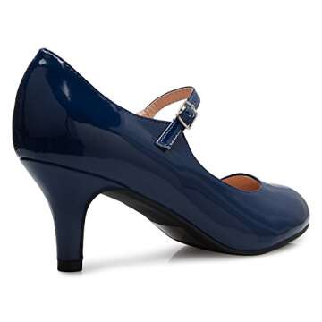 Olivia K Women's Classic Low Mid Heels Mary Jane Pumps