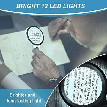 Nazano Magnifying Glass with 12 LED Lights, 30X Double Glass Lens Handheld Illuminated Magnifier Reading Magnifying Glass with for Seniors Read, Coins, Stamps, Map, Inspection, Macular Degeneration