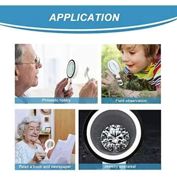 Nazano Magnifying Glass with 12 LED Lights, 30X Double Glass Lens Handheld Illuminated Magnifier Reading Magnifying Glass with for Seniors Read, Coins, Stamps, Map, Inspection, Macular Degeneration