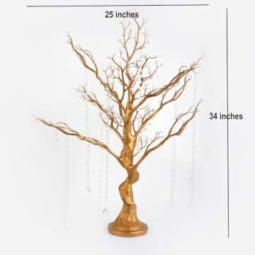 FlavorThings 34" Manzanita Centerpiece Tree with 8 Acrylic Bead Chains for Wedding Banquet Birthday Party Event Tabletop Decorations(White, 34")