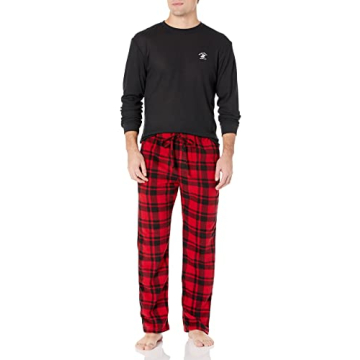 Beverly Hills Polo Club Men's Polar Fleece Pajama Set - Black & Red, Small
