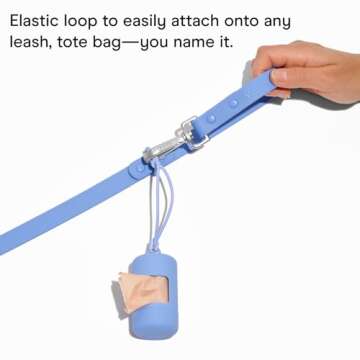 Wild One Dog Poop Bag Holder and Dispenser with Leash Attachment, Leak Proof, Easy Twist Top for Refills, Includes 1 Roll Bags, Blue