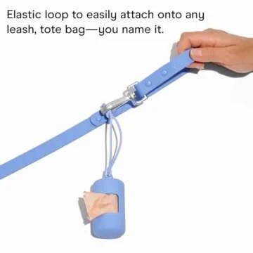 Wild One Dog Poop Bag Holder and Dispenser with Leash Attachment, Leak Proof, Easy Twist Top for Refills, Includes 1 Roll Bags, Blue