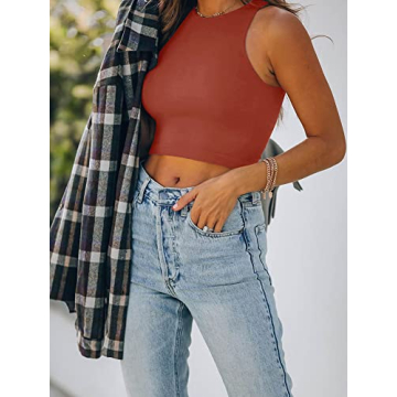 Stylish REORIA Sleeveless Racerback Crop Top for Women