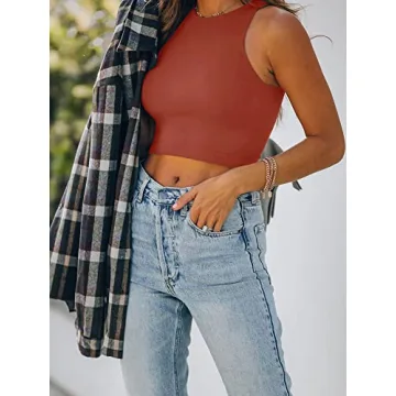 Stylish REORIA Sleeveless Racerback Crop Top for Women