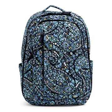 Vera Bradley Women's Cotton Large Travel Backpack - Eco-Friendly Design in Dreamer Paisley