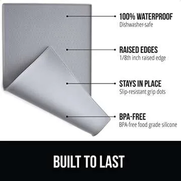 Gorilla Grip 100% Waterproof Raised Edge BPA Free Silicone Pet Feeding Mat, Dog Cat Food Mats Contai...