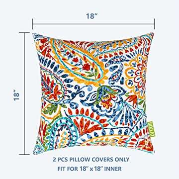 LVTXIII Outdoor Throw Pillow Covers 18 x 18 Inch, Covers ONLY Modern Paisley Pattern Decorative Squa...