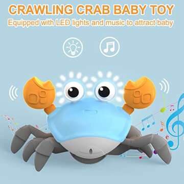 Plnmlls Crawling Crab Baby Toy,Tummy Time Toys Equipped with LED Lights and Music,Early Learning Edu...