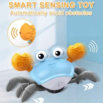 Plnmlls Crawling Crab Baby Toy,Tummy Time Toys Equipped with LED Lights and Music,Early Learning Educational Toys,Birthday Toy for Infant Toddler Boy Girl