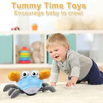 Plnmlls Crawling Crab Baby Toy,Tummy Time Toys Equipped with LED Lights and Music,Early Learning Educational Toys,Birthday Toy for Infant Toddler Boy Girl